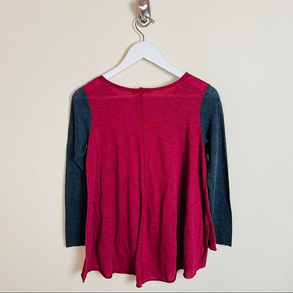 Altar’d State Red & Blue Heathered Block Color Swing  Flowy Long Sleeve Blouse - Picture 2 of 5